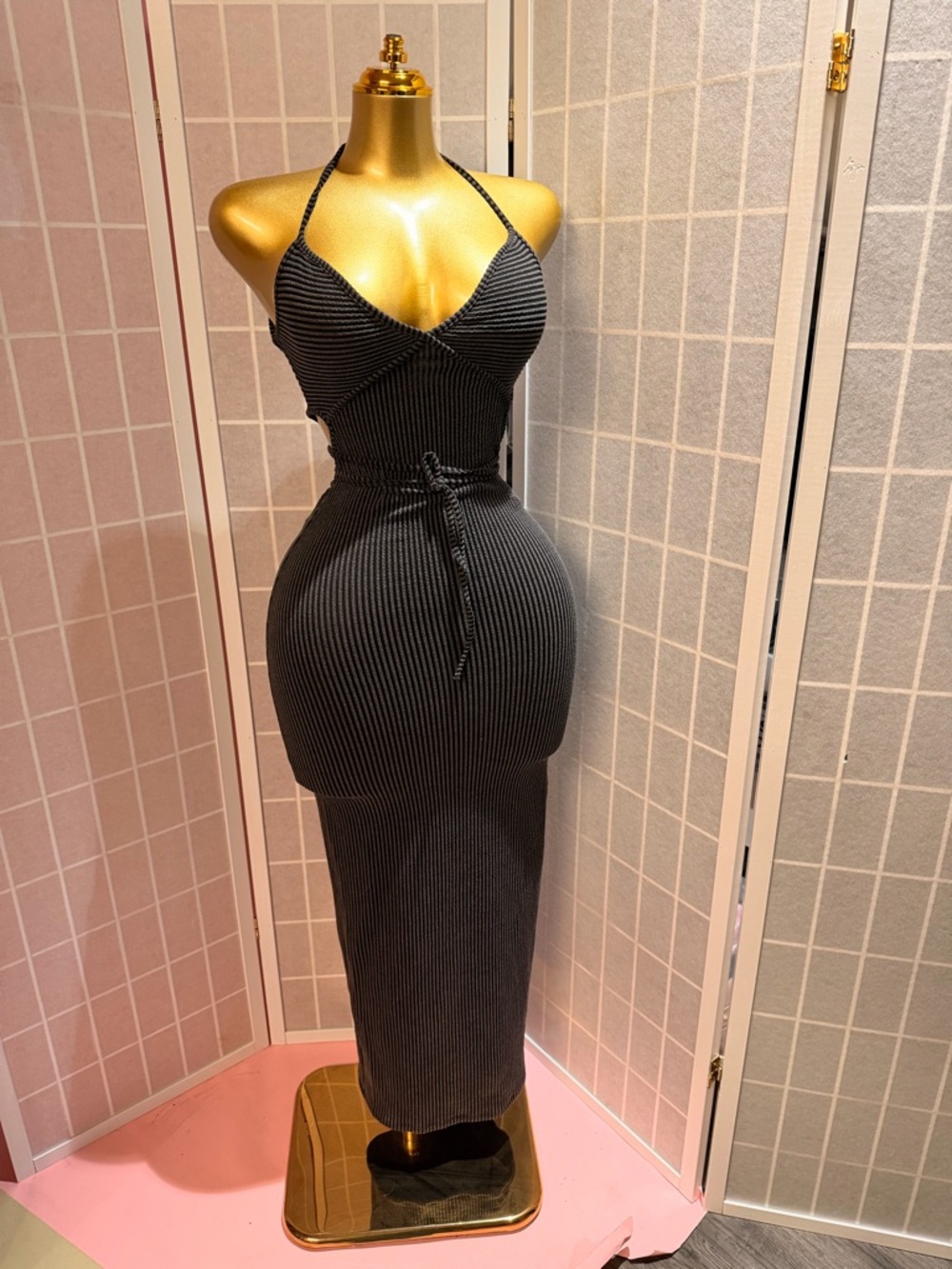 Hot Bodycon Sexy Ribbed Halter Maxi Dress